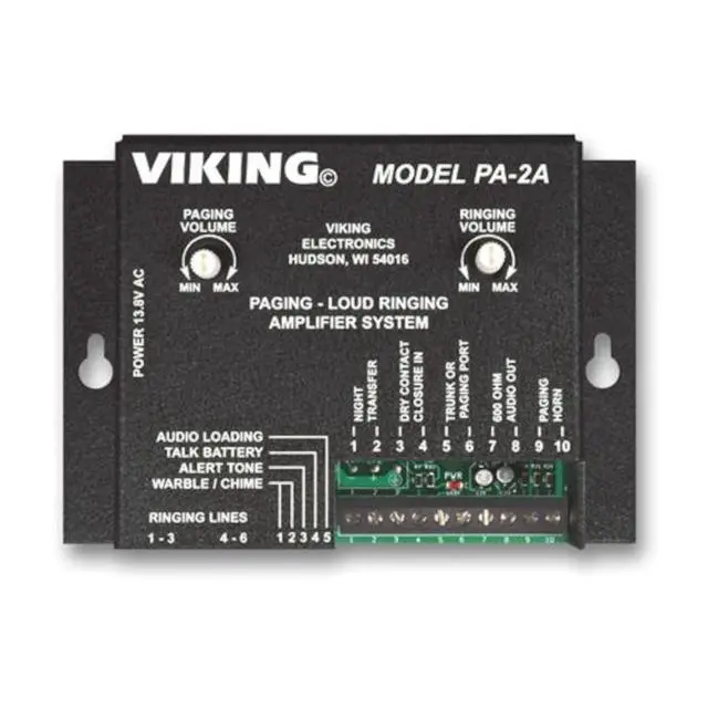 Alt view image 2 of 3 - TWA Viking Intercom Paging and Multiple Line System with Amplifier and 4 Powered Speaker Bundle with TWA Microfiber Cloth