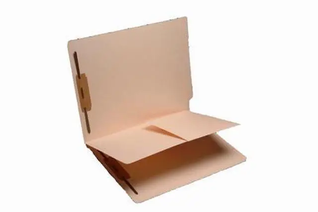 Main image of Manila Classification Folders - 11pt, 2 Top Fasteners & 1 Divider w/Pocket, 1/2"W Reinforced End Tab, Box of 40