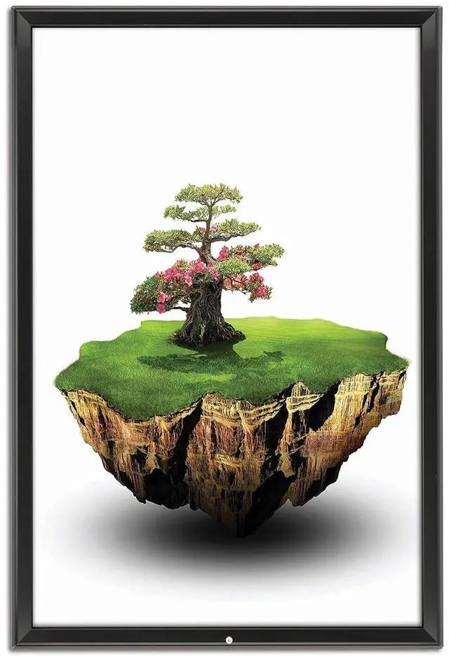Alt view image 2 of 5 - Lockable Snap Poster Frame 24x36 Inch Black 1.25" Aluminum Profile Front Loading Wall Mounting Picture Photo Document Certificate Sign Holder Mitered Corner Anti Glare Cover (2 pack)