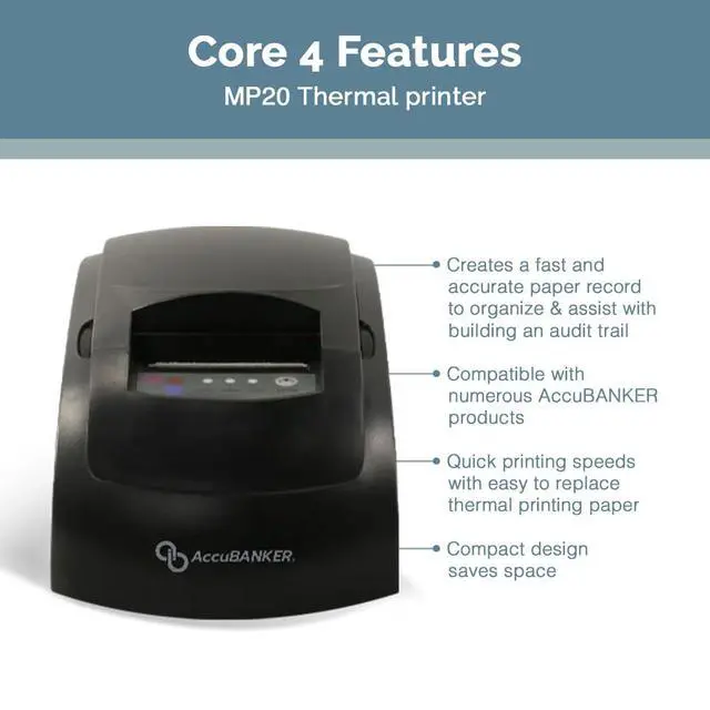 Alt view image 4 of 6 - AccuBANKER MP20-71 Thermal Printer for AB7100 Bill Counter - Prints Reports of Verified Bills, Quick and Easy to Use, Compact Design, Quick Printing Speed, Low Noise Level (AB7100 Compatibility)