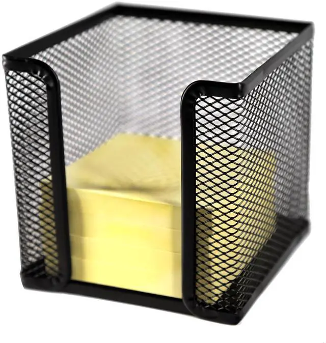 Main image of Desktop Desk Sticky Note Pad Memo Note Cube Holder Dispenser for Office Home School, Black Metal Mesh (1/4/24/72) (72 pc)
