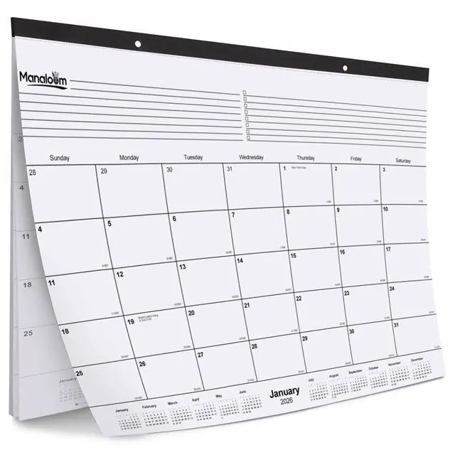 Alt view image 2 of 5 - 2026 Desk Calendar 22x17 Inch - Large Monthly Wall/Desk Pad Calendar with Corner Protectors, Tear-Off Pages, Eyelets for Hanging - January to December 2026 Daily Wall Planner - 36 Pack