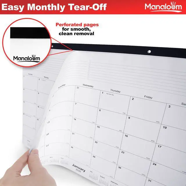 Alt view image 3 of 5 - 2026 Desk Calendar 22x17 Inch - Large Monthly Wall/Desk Pad Calendar with Corner Protectors, Tear-Off Pages, Eyelets for Hanging - January to December 2026 Daily Wall Planner - 36 Pack