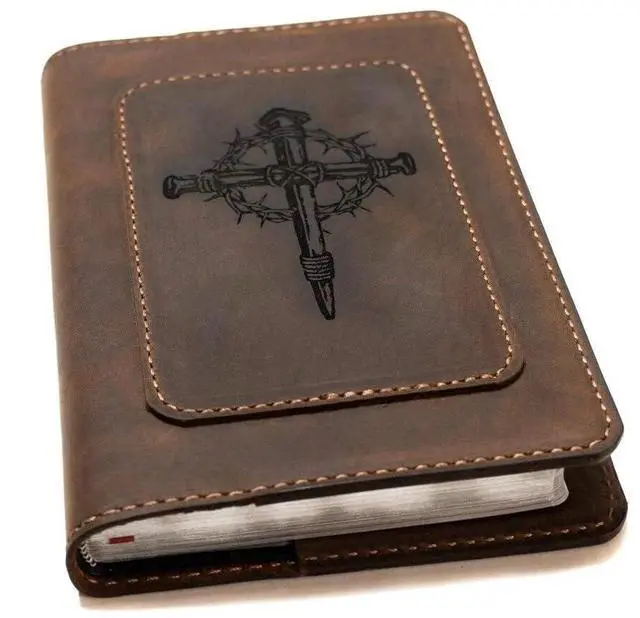 Main image of Real Leather NIV Large Print Bible. Option to Laser Engraved Name, Personalized Gift for Wedding, Baptism, Graduation or Birthday, Birthday or whatever occasion. Handmade in the USA