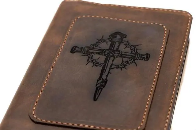 Alt view image 2 of 6 - Real Leather NIV Large Print Bible. Option to Laser Engraved Name, Personalized Gift for Wedding, Baptism, Graduation or Birthday, Birthday or whatever occasion. Handmade in the USA