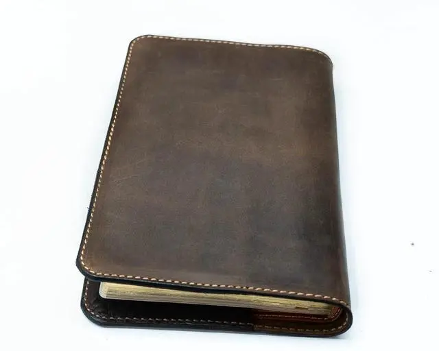 Alt view image 4 of 6 - Real Leather NIV Large Print Bible. Option to Laser Engraved Name, Personalized Gift for Wedding, Baptism, Graduation or Birthday, Birthday or whatever occasion. Handmade in the USA