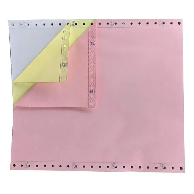 Alt view image 2 of 2 - 9.5 x 11-3 part Computer Paper (White/Yellow/Pink) - Continous Feed Dot Matrix Computer Paper - 1,200 sheets