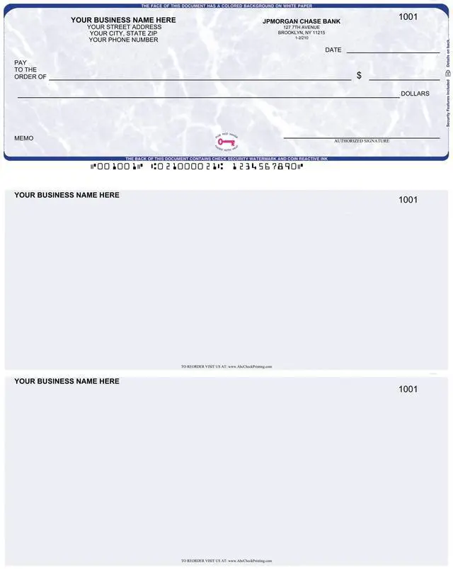 Main image of ABC Computer Checks Compatible w/QuickBooks, Checks on Top, Marble Blue (250 Sheets)