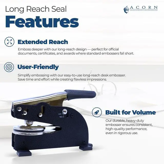 Alt view image 3 of 6 - Premium Heavy Duty New Mexico Notary Embosser Seal, Long Reach Desk NM Notarial Seal, 1-5/8 Dia Size, New Mexico Notary Board Compliant - Ideal for Notary Professionals in New Mexico