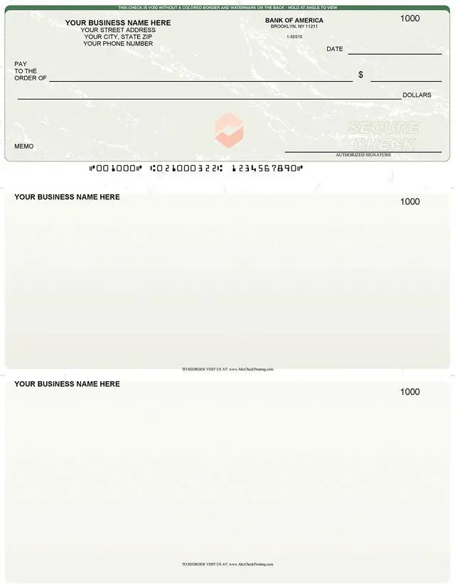 Main image of ABC Computer Checks Compatible w/QuickBooks, Checks on Top, Marble Green (250 Sheets)