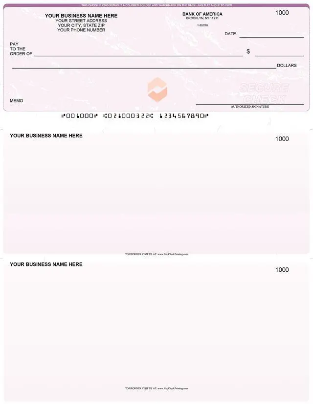 Main image of ABC Computer Checks Compatible w/Quick Books, Checks on Top, Purple - 250 Sheets