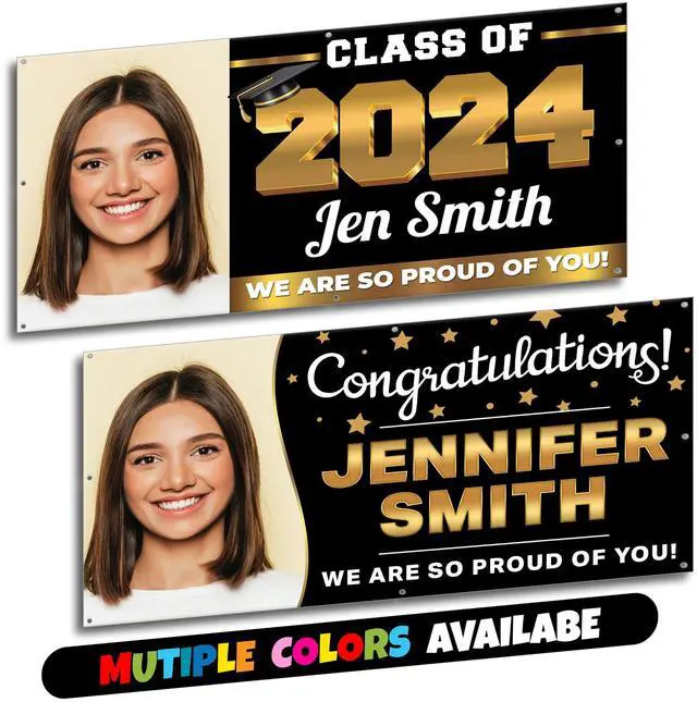 Main image of Custom Graduation Banner by - Class of 2023 Customizable Personalized Celebration Congrats with Photo (5x10)