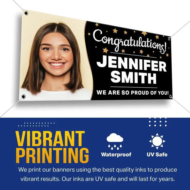 Alt view image 5 of 6 - Custom Graduation Banner by - Class of 2023 Customizable Personalized Celebration Congrats with Photo (5x10)