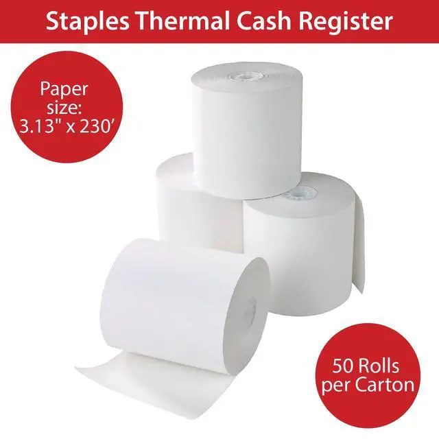 Alt view image 4 of 6 - Thermal Cash Register/POS Rolls, 3 1/8" x 230', BPA Free, for Office, School & Home