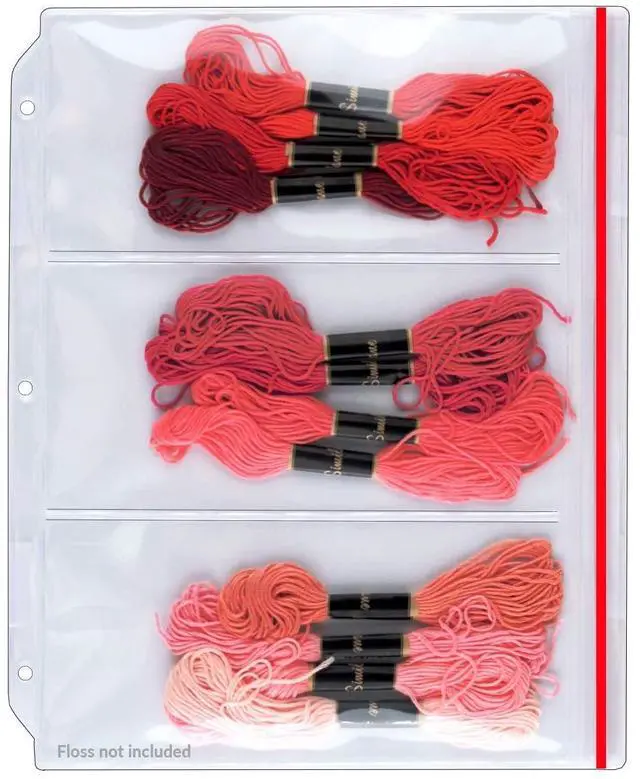 Main image of StoreSMART Multi-Pocket Zipper Binder Page for Embroidery & Cross-Stitch Floss Storage 3 Pocket - 50-Pack - (CRFT600-3-FLOSS-50)