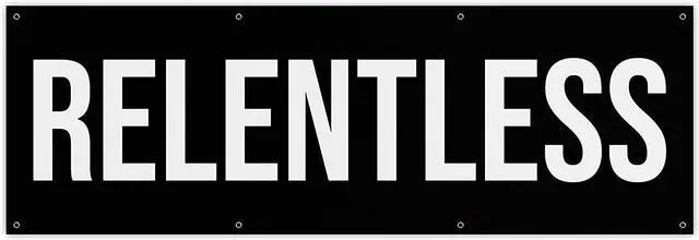 Main image of Relentless Banner - Motivational Home Gym Decor - Large Quote Wall Art - Weightlifting - Inspirational (120 x 40 Inches)