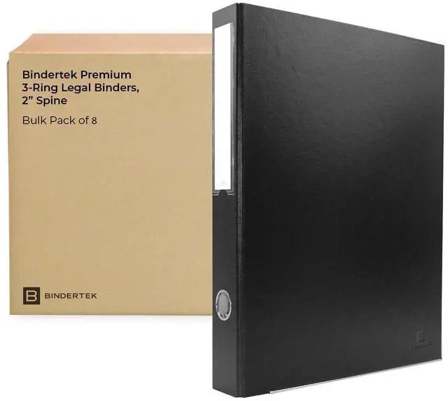 Main image of 3-Ring Premium Legal Binder for 8.5" x 14" Paper, 8pk - Black, by | 2" Spine Width, 325 Sheet Capacity, 1.25" D-Rings, Linen-Textured Covers, Steel Reinforced Edges, Spine Label Included