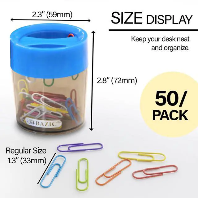 Alt view image 2 of 6 - Magnetic Paper Clip Holder with 50 Color Clips, 144-Case | 50 assorted-color No.1 clips that keeps clips in reach and refillable