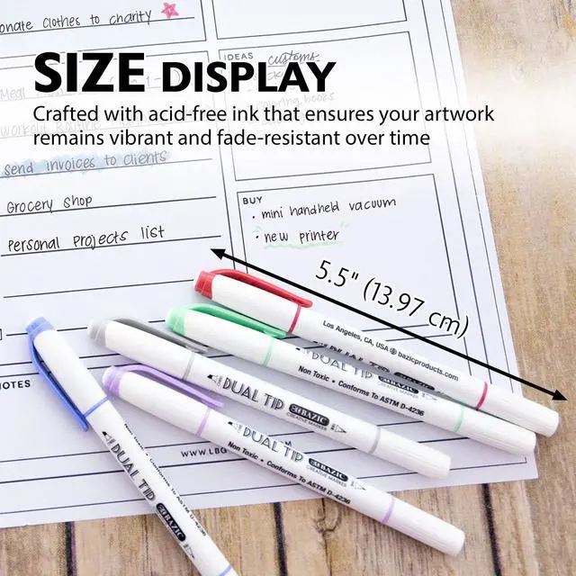 Alt view image 2 of 6 - Dual-Tip Creative Markers, Chisel & Fine, 15 Colors, 12-Case | acid-free, water-resistant, non-toxic, ASTM D-4236, art, lettering