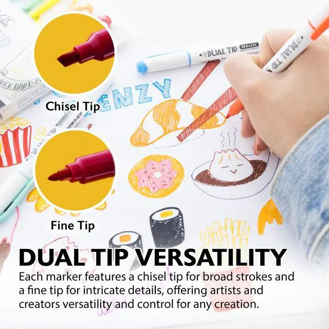 Alt view image 5 of 6 - Dual-Tip Creative Markers, Chisel & Fine, 15 Colors, 12-Case | acid-free, water-resistant, non-toxic, ASTM D-4236, art, lettering