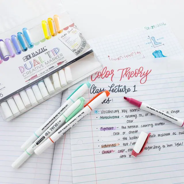 Alt view image 6 of 6 - Dual-Tip Creative Markers, Chisel & Fine, 15 Colors, 12-Case | acid-free, water-resistant, non-toxic, ASTM D-4236, art, lettering