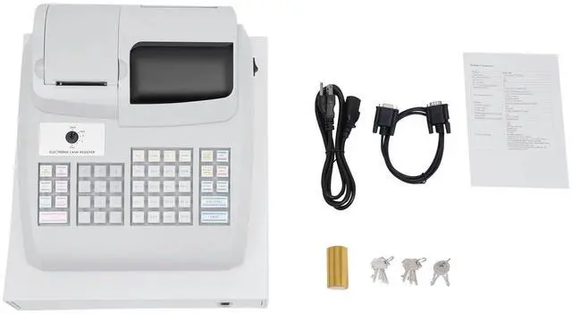 Main image of 47 Keys Cash Register Drawer, 100-240V Cash Register Money Cash Box for Small Businesses Cash Till for Retailers, Supermarkets White Numeric Displa (9-Character LED) Easy-Loading Paper