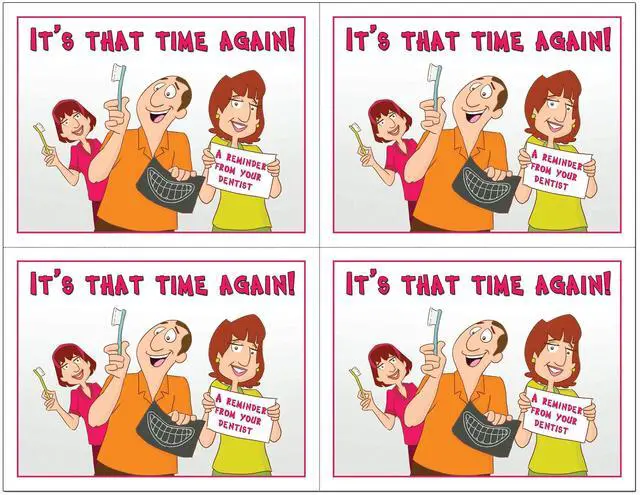 Main image of Laser Reminder Postcards, Dental Appointment Reminder Postcards. 4 Cards Perforated for Tear-off at 4.25" x 5.5" on an 8.5" x 11" Sheet of 8 Pt Card Stock. (1000)