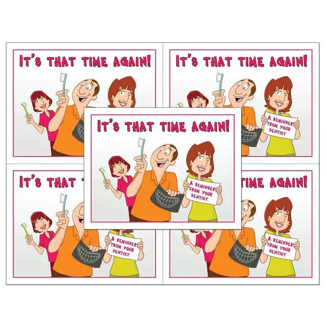 Alt view image 2 of 3 - Laser Reminder Postcards, Dental Appointment Reminder Postcards. 4 Cards Perforated for Tear-off at 4.25" x 5.5" on an 8.5" x 11" Sheet of 8 Pt Card Stock. (1000)