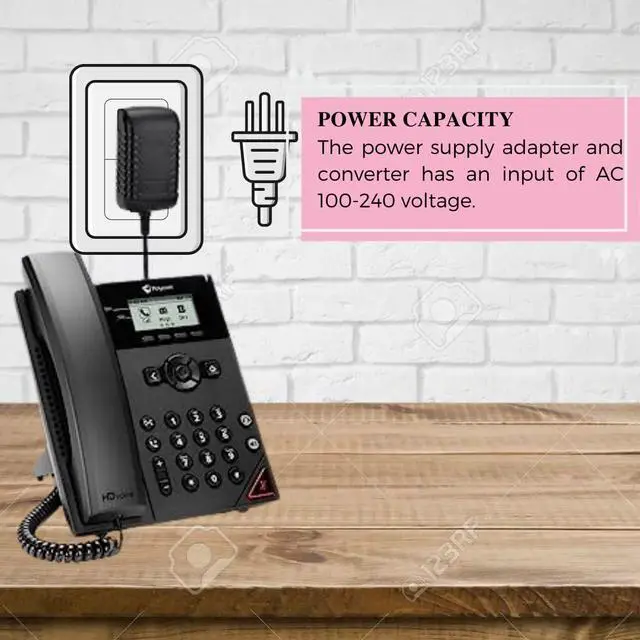 Alt view image 2 of 2 - Power Supply Adapter for Polycom VoIP Telephones Support VVX150 VVX250 VVX350 VVX450 VoIP Business Phones UL Listed AC to DC Power Adapter with 100-240V 0.6 Ampere for IP Phone