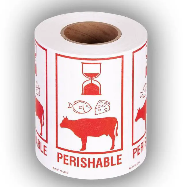 Main image of 3" X 5" Perishable Safe Handling Warning Stickers for Shipping and Packing - 500 Adhesive Labels Per Roll (10 Pack)