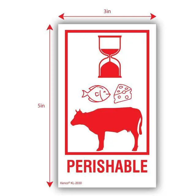 Alt view image 3 of 5 - 3" X 5" Perishable Safe Handling Warning Stickers for Shipping and Packing - 500 Adhesive Labels Per Roll (10 Pack)