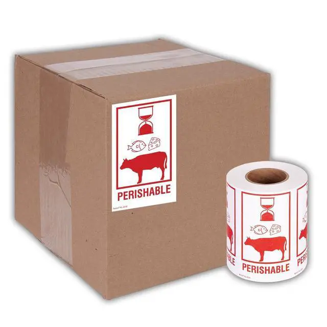 Alt view image 5 of 5 - 3" X 5" Perishable Safe Handling Warning Stickers for Shipping and Packing - 500 Adhesive Labels Per Roll (10 Pack)