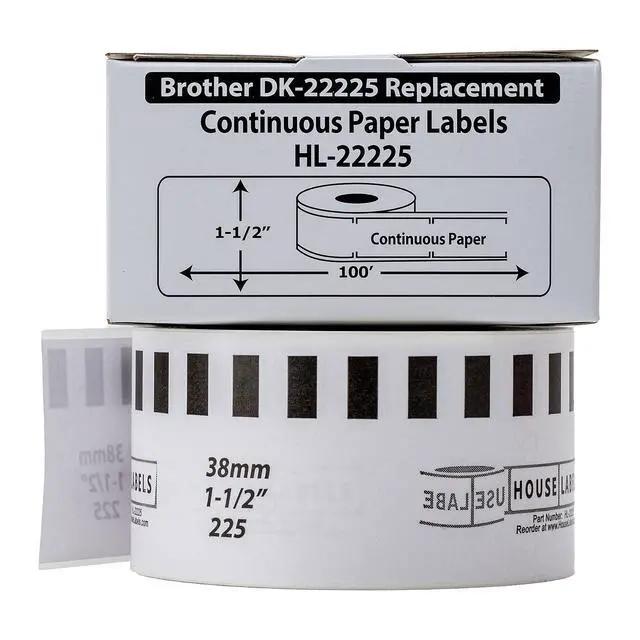 Alt view image 2 of 6 - Compatible with Brother DK-2225, 1-1/2" x 100' | Replacement Roll With Cartridge for Brother QL Label Printers; Continuous Length Labels - 8 Rolls
