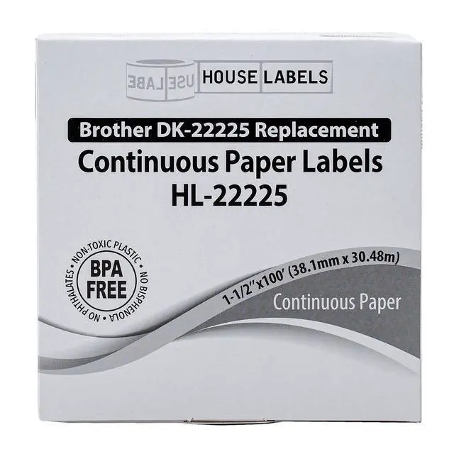 Alt view image 6 of 6 - Compatible with Brother DK-2225, 1-1/2" x 100' | Replacement Roll With Cartridge for Brother QL Label Printers; Continuous Length Labels - 18 Rolls