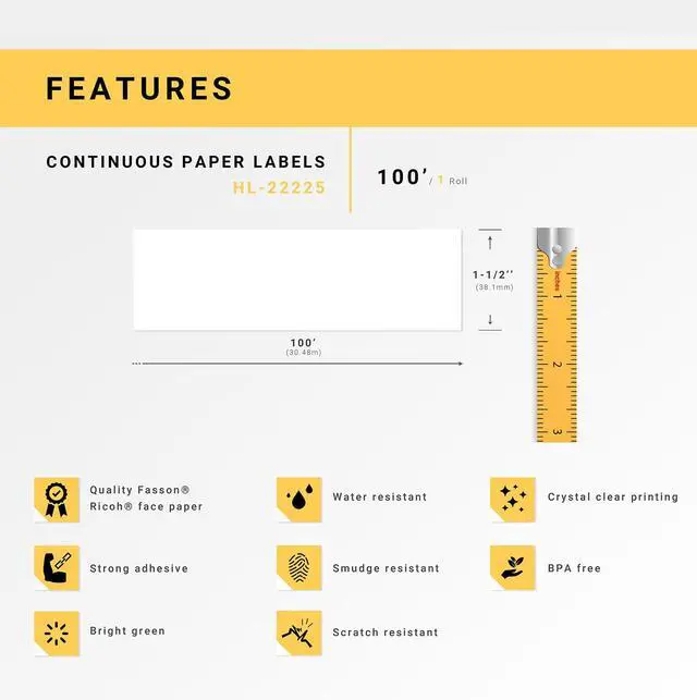 Alt view image 4 of 6 - Compatible with Brother DK-2225, 1-1/2" x 100' | Replacement Roll With Cartridge for Brother QL Label Printers; Continuous Length Labels - 35 Rolls