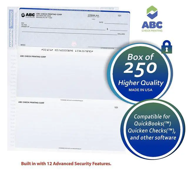 Alt view image 3 of 5 - ABC Computer Voucher Checks Compatible w/Quick Books Check on Top, Chain Blue (1000 Sheets)