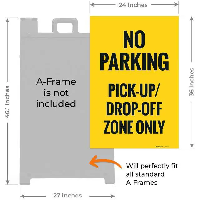 Alt view image 3 of 6 - No Parking Pickup And Drop Off Zone Only Sidewalk Sign Kit, 24x36 Inches, Replacement Panels (2 Pack) 160 Mil Thick Corrugated Plastic, Made in USA by