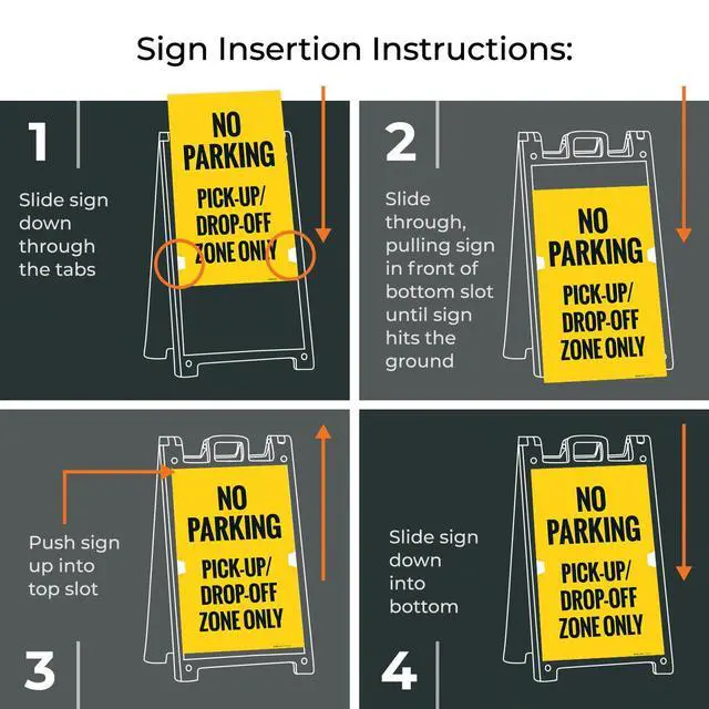 Alt view image 4 of 6 - No Parking Pickup And Drop Off Zone Only Sidewalk Sign Kit, 24x36 Inches, Replacement Panels (2 Pack) 160 Mil Thick Corrugated Plastic, Made in USA by
