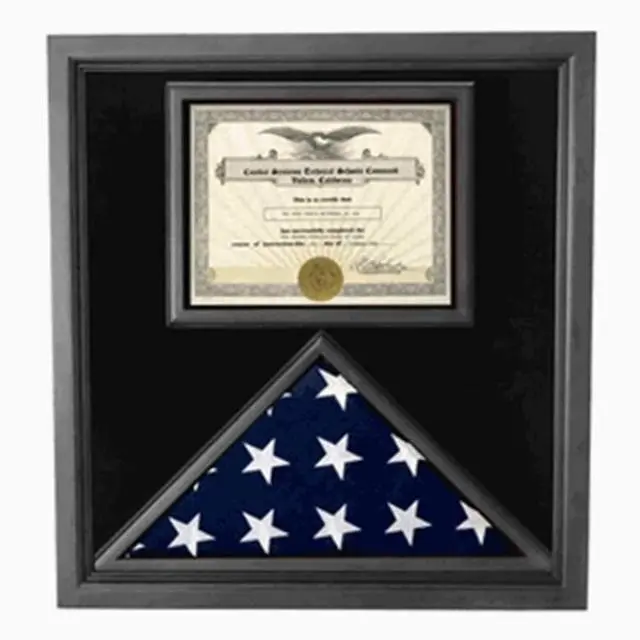 Main image of Premium USA-Made Solid Wood Flag Document Case Black Finish