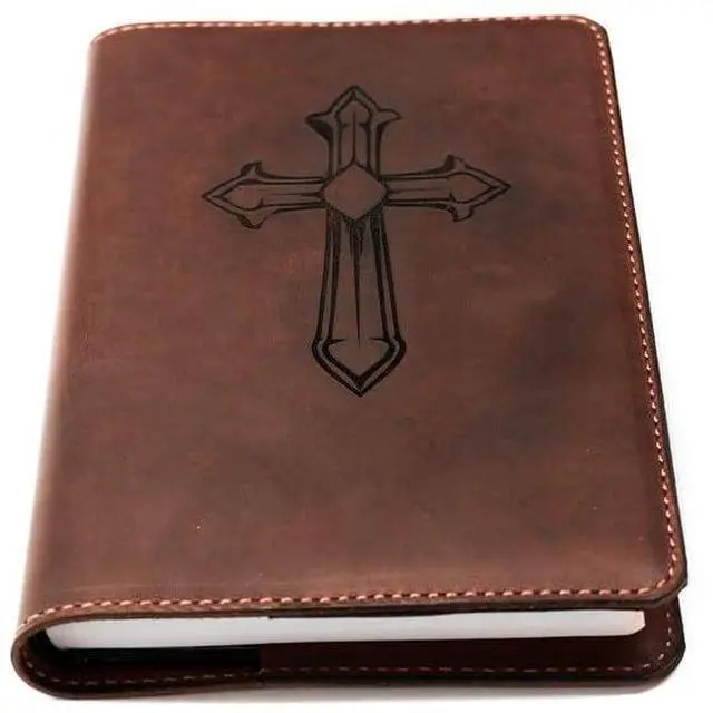 Main image of Real Leather NIV Large Print Bible. Option to Laser Engraved Name, Personalized Gift for Wedding, Baptism, Graduation or Birthday, Birthday or whatever occasion. Handmade in the USA