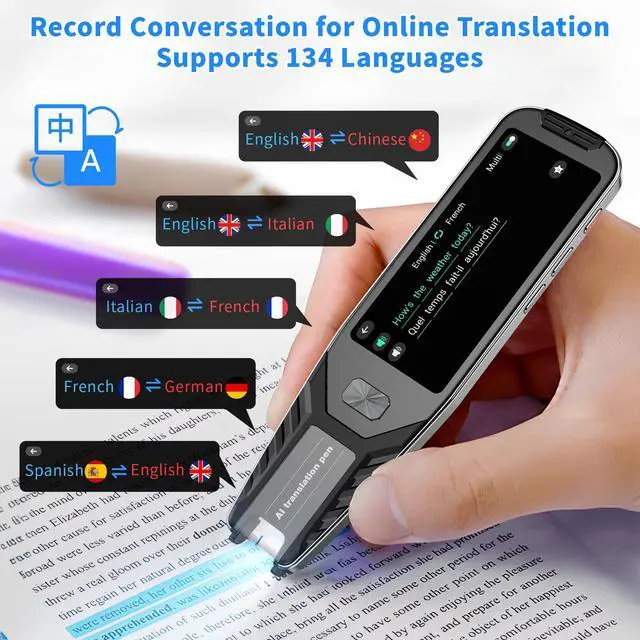Alt view image 3 of 6 - P1 Smart Scanning Travel Translator Pen Device w/ 3.5" Touch Screen Translates Up to 134 Languages Online Voice, OCR Photo 5MP Camera, and Recording Features