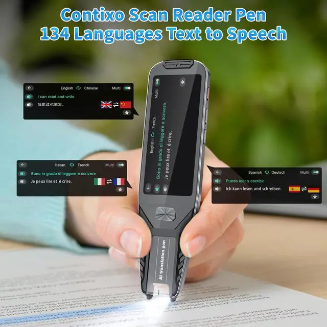 Alt view image 4 of 6 - P1 Smart Scanning Travel Translator Pen Device w/ 3.5" Touch Screen Translates Up to 134 Languages Online Voice, OCR Photo 5MP Camera, and Recording Features