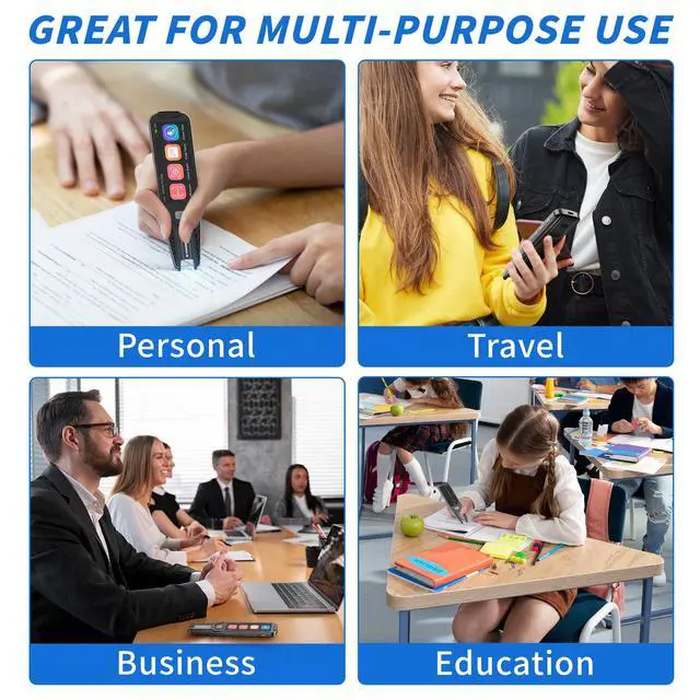 Alt view image 6 of 6 - P1 Smart Scanning Travel Translator Pen Device w/ 3.5" Touch Screen Translates Up to 134 Languages Online Voice, OCR Photo 5MP Camera, and Recording Features