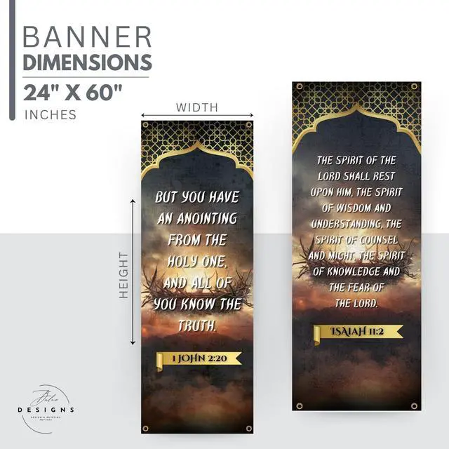 Alt view image 5 of 6 - Church Banners for Sanctuary Wall with Bible Scripture Verses Set of 4 2x5ft Fade Resistant Vinyl Christian Worship, Praise, Welcome Religious Decoration Flags for Church Anniversary & Christmas Event