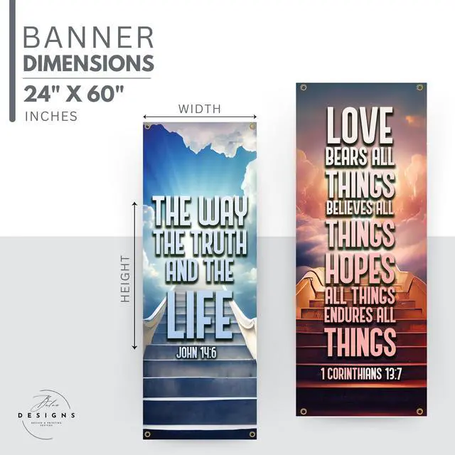 Alt view image 5 of 6 - Church Banners with Scripture - Church Banners For Sanctuary Wall Worship - Welcome Religious Praise Hanging Signs Decorations For Church - Sets of Christian Flexible Banner Patterns Designs - 4 PC
