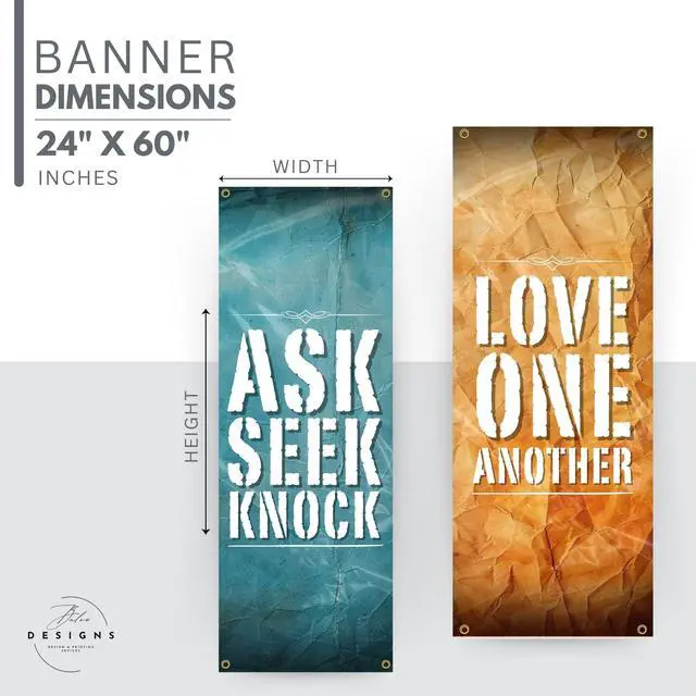 Alt view image 5 of 6 - Church Banners for Sanctuary Wall with Bible Scripture Verses Set of 4 2x5ft Fade Resistant Vinyl Christian Worship, Praise, Welcome Religious Decoration Flags for Church Anniversary & Christmas Event