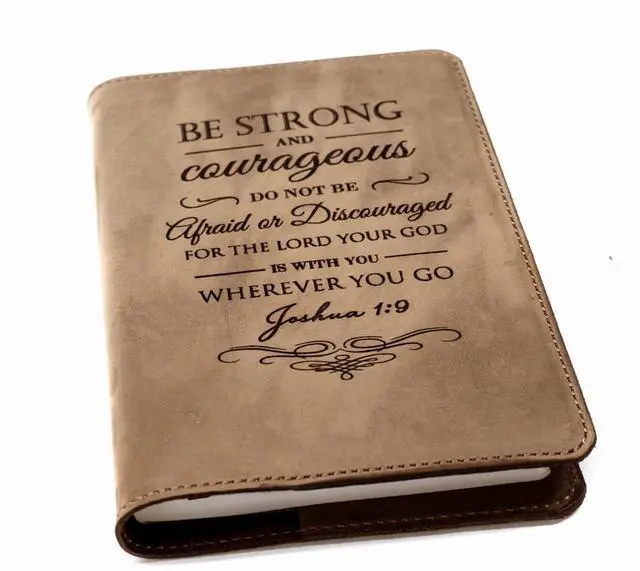 Alt view image 2 of 6 - Real Leather NKJV Large Print Bible. Option to Laser engrave name, initials or logo. Personalized Gift for Wedding, Baptism, Graduation or Birthday. Handmade in the USA