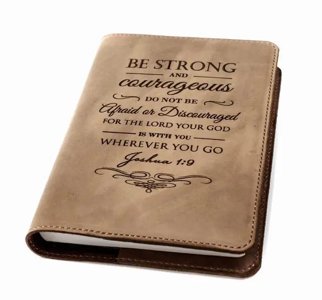 Alt view image 3 of 6 - Real Leather NKJV Large Print Bible. Option to Laser engrave name, initials or logo. Personalized Gift for Wedding, Baptism, Graduation or Birthday. Handmade in the USA