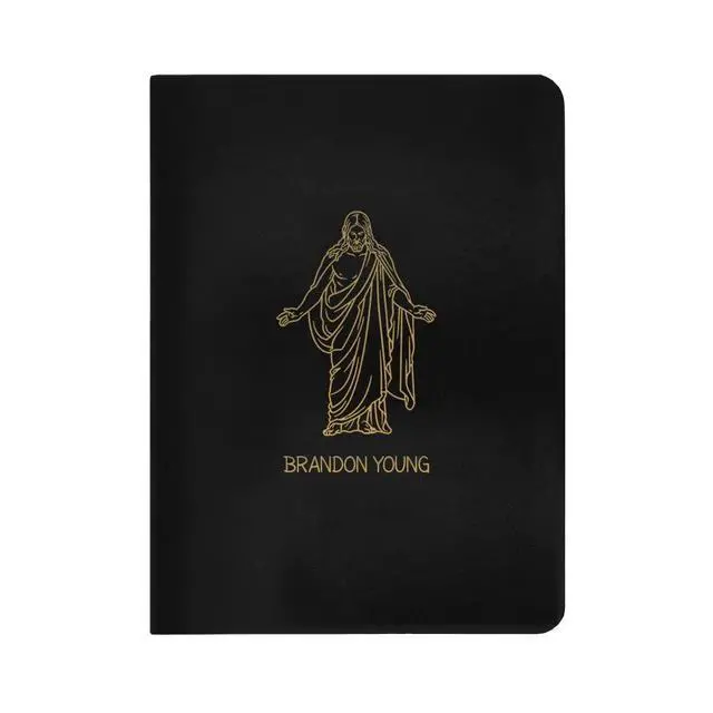 Alt view image 3 of 3 - LDS Scriptures Personalized Baptism Quad Combination with Symbol, Name, and Phrase Customizations Scripture Set (Angel Moroni)