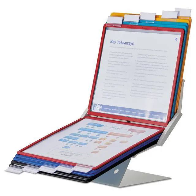 Alt view image 2 of 6 - VARIO Display Panel Desk Unit - 10 Panels and Tabs in Assorted Colors - Perfect for Storing and Displaying Letter Size Documents